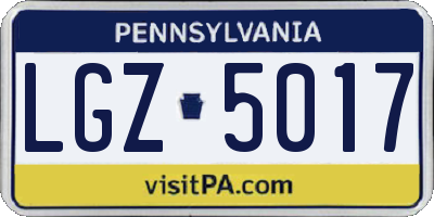 PA license plate LGZ5017