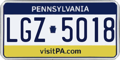 PA license plate LGZ5018