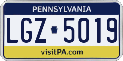 PA license plate LGZ5019