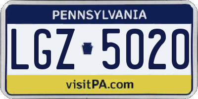 PA license plate LGZ5020