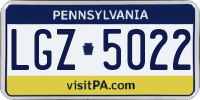 PA license plate LGZ5022