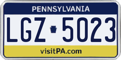 PA license plate LGZ5023