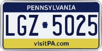 PA license plate LGZ5025