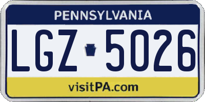 PA license plate LGZ5026