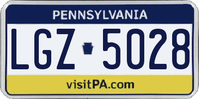 PA license plate LGZ5028