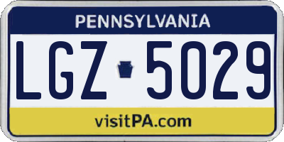 PA license plate LGZ5029