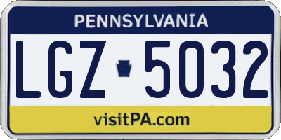 PA license plate LGZ5032