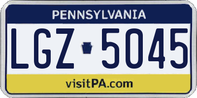 PA license plate LGZ5045