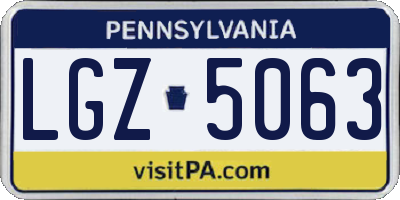 PA license plate LGZ5063