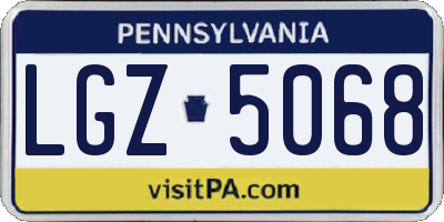 PA license plate LGZ5068