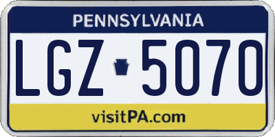 PA license plate LGZ5070