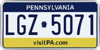 PA license plate LGZ5071