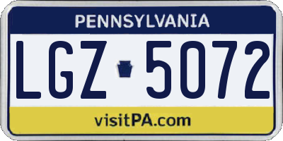 PA license plate LGZ5072