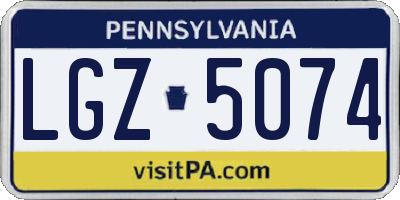 PA license plate LGZ5074