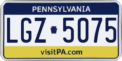 PA license plate LGZ5075