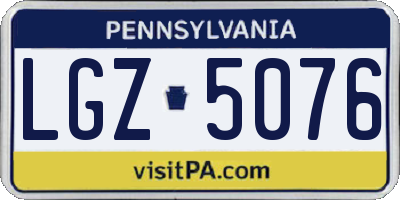 PA license plate LGZ5076