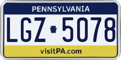 PA license plate LGZ5078