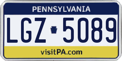 PA license plate LGZ5089
