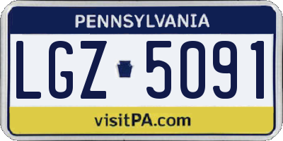 PA license plate LGZ5091
