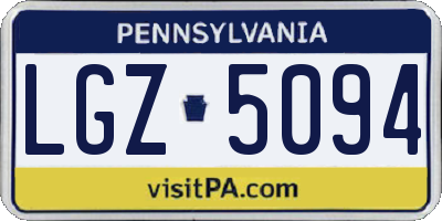 PA license plate LGZ5094