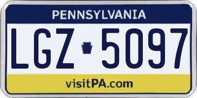 PA license plate LGZ5097