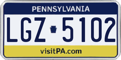 PA license plate LGZ5102