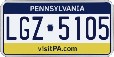PA license plate LGZ5105