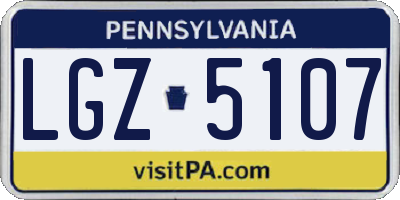 PA license plate LGZ5107