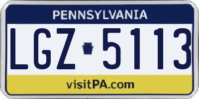 PA license plate LGZ5113