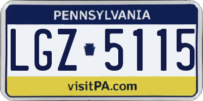 PA license plate LGZ5115