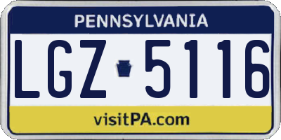 PA license plate LGZ5116