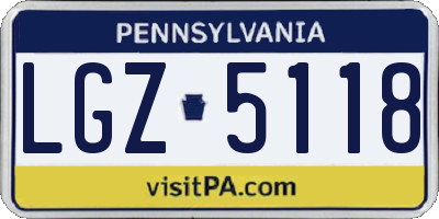 PA license plate LGZ5118