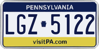 PA license plate LGZ5122