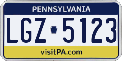 PA license plate LGZ5123