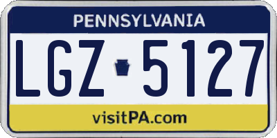 PA license plate LGZ5127