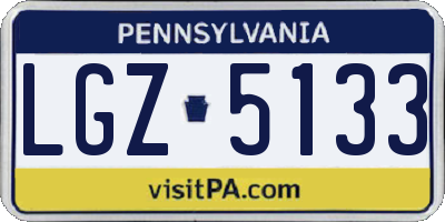 PA license plate LGZ5133