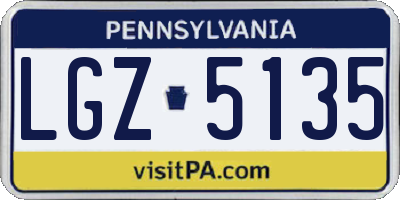 PA license plate LGZ5135
