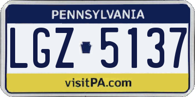PA license plate LGZ5137