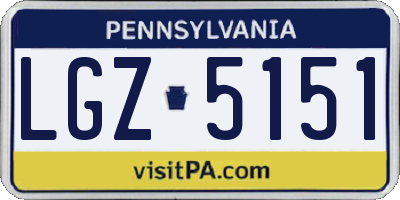 PA license plate LGZ5151