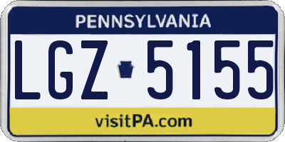 PA license plate LGZ5155