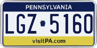 PA license plate LGZ5160