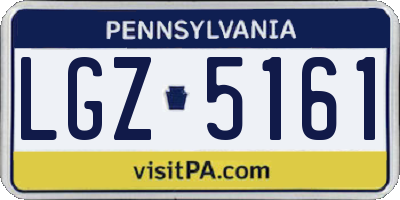 PA license plate LGZ5161