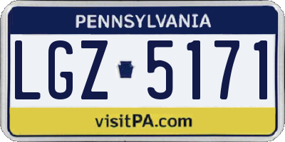 PA license plate LGZ5171