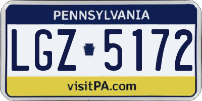 PA license plate LGZ5172