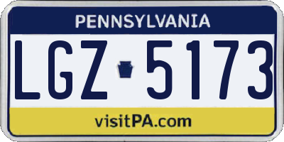 PA license plate LGZ5173