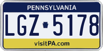 PA license plate LGZ5178