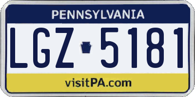 PA license plate LGZ5181