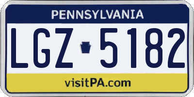 PA license plate LGZ5182