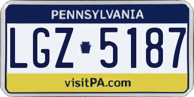 PA license plate LGZ5187