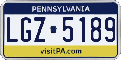 PA license plate LGZ5189